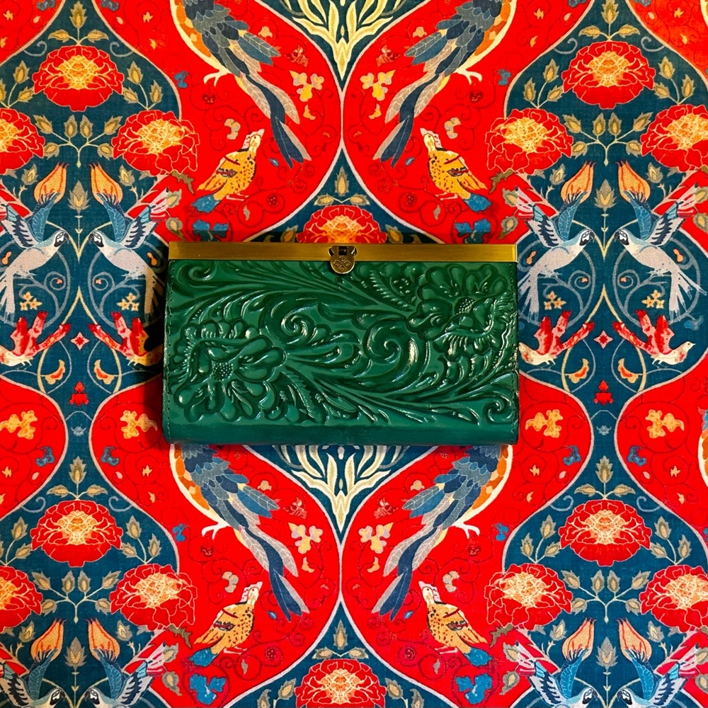 Patricia Nash Green Leather Embossed Wallet